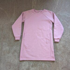 Pact Cotton Fleece Long Sleeve Sweater Dress Pink Size Small